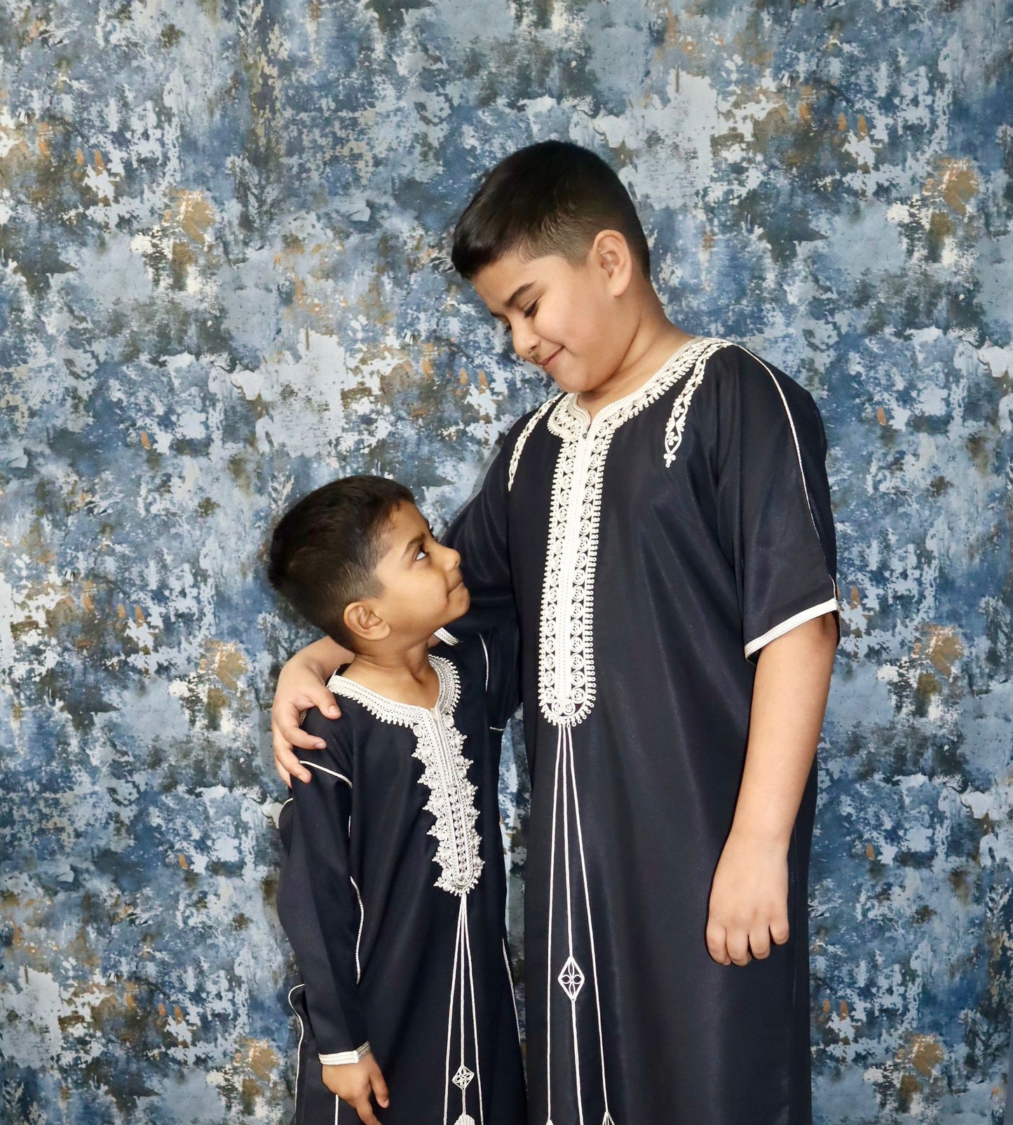Boys Thobe - Black with gold contrast stitching 50%