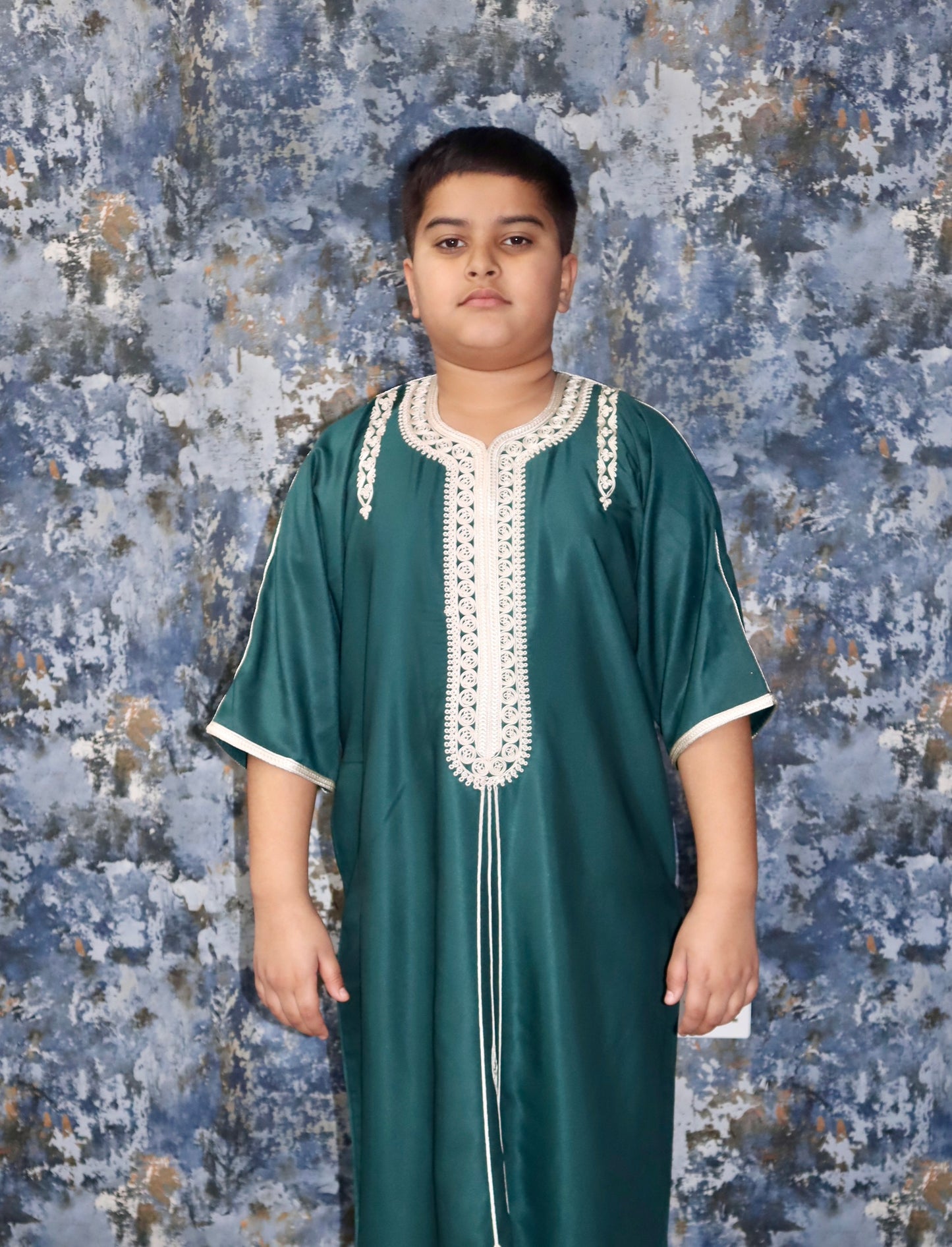 Boys Gandoura - Forest Green with Gold stitching