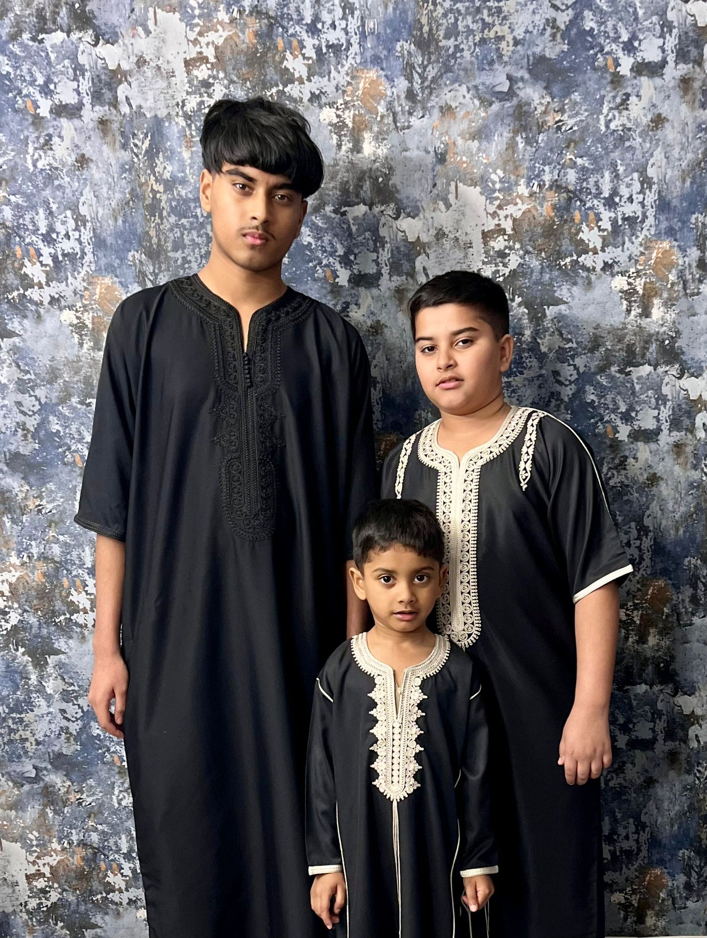 Boys Thobe - Black with gold contrast stitching 50%