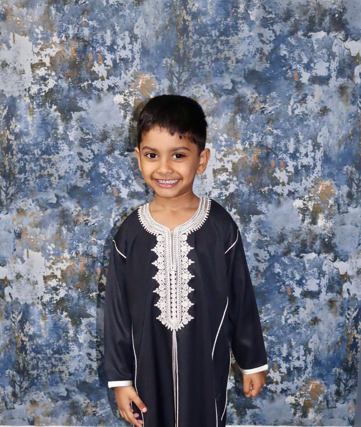 Boys Thobe - Black with gold contrast stitching 50%